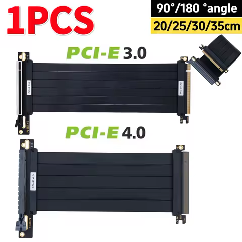 PCI-E3.0 PCI-E4.0 16X PCI-e Extension Cable Flexible Cable 90° 180° Riser Cable 20/25/30/35cm High S