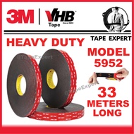 [TapeExpert] 3M 5952 VHB Big Roll 33meters Double Sided Black Tape Strong Heavy Duty High Temperatur