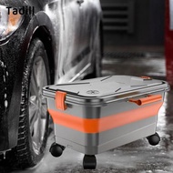 [Koolsoo] Foldable Car Wash Bucket with Wheels Water Tank Pail with Handle Water Outlet 5.81 Gallon 