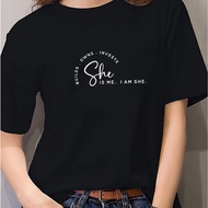 Inspirational "I am She" Round Neck Tshirt Bible Verse Scripture Print