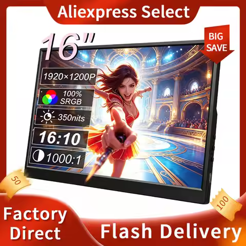 Touch Screen Portable 2K Portable Monitor 16Inch FHD IPS HDMI Type-C External Second Display for Lap