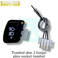 TOMBOL 3-Function 3-Point Dimmer Switch Plus Three-Point Light Button Socket Set Button Socket Set