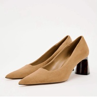 original ZARAˉ 2024 Autumn New Simple Professional Shoes High Heels Pointed Thick Heel Low-vamp Fash