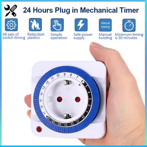EU 24 Hours Timer Switch Timer Plug in Mechanical Grounded Programmable Smart Countdown loop Switch 
