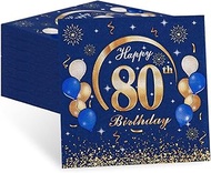 Pack of 60 Blue Happy 80th Birthday Napkins - Premium Decoration for Men's Birthday, Anniversary Par