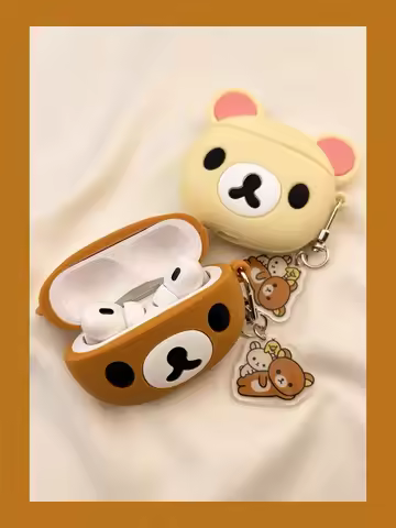 For AirPods 4 1 2 3 Pro Pro2 Earphone Case Rilakkuma Bear Cartoon Silicone Protective Headphone Box 
