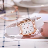 Jam Tangan Wanita Casual Fashion Dial Kotak Analog Quartz Strap PU Leather