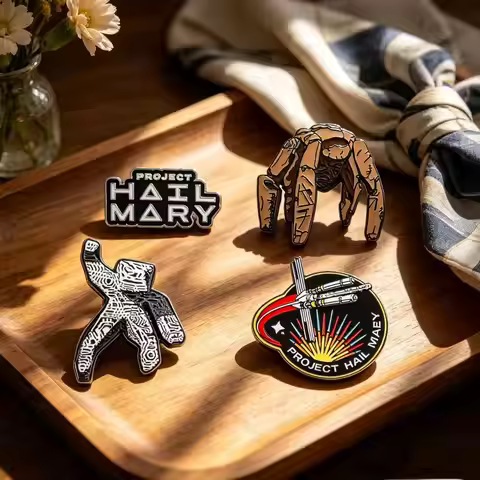 4psc Sci-Fi Enamel Brooch Set 'Rescue Plan' Inspired Collectible Badge For Backpack Small Gift