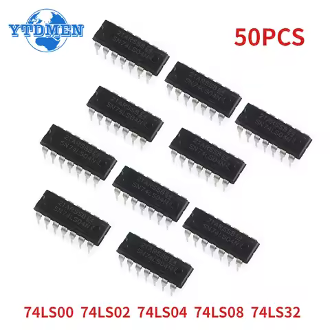 YTDMEN Integrated Circuit Logic 74LS00 74LS02 74LS04 74LS08 74LS32 DIP-14 Value*10pcs=50pcs IC Chip 