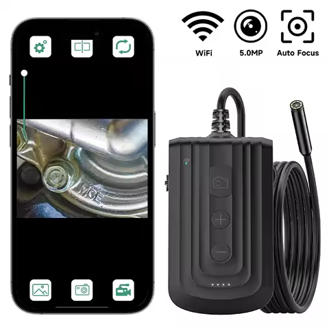 Wireless Endoscope Autofocus 8mm Camera for iPhone/Android 1920P HD Inspection Camera IP67 WiFi Bore