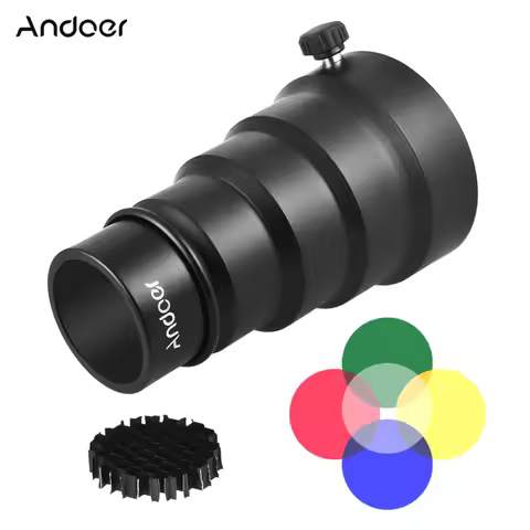 Andoer 98mm Mini Flash Mount Metal Snoot with Honeycomb Grid 5pcs Color Filter Kit for Neewer Andoer