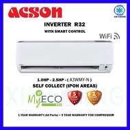 Acson Inverter 1.0HP/1.5HP/2.0HP/2.5HP R32 Aircond With Smart Control (WiFi) (A3WMY-N)