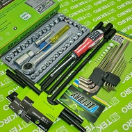 TEKIRO Kunci T 4pcs 8-10-12-14mmn + Kunci Shock Sock Set 40 Pcs + Kunci L Set 9 Pcs / Paket Kunci Le