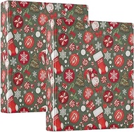 Classic Christmas Icons Snowflakes Three Ring Binder, D Ring Binders with Clipboard Large 3 Binders 