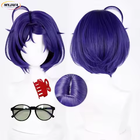 High Quality Mita Mila Cosplay Wig Short Purple Blue Heat Resistant Synthetic Hair Wigs Anime MiSide