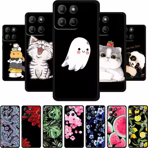 Black Silicone Case For Motorola G67 Power Case Cartoon Cat Soft Back Cover For Motorola Edge 70 G57