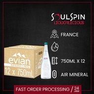 Evian Glass Sparkling Mineral Water 750ml Botol Kaca
