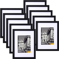 9x12 Picture Frames Set Of 10, Picture Frame Collage Wall Decor Display 6x8 Photo With Mat Or 9x12 W