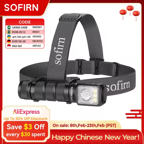 Sofirn HS42 Headlamp SST40 18650 Rechargeable Torch 2100lm 6 LEDs with Red Light Spotlight Floodligh