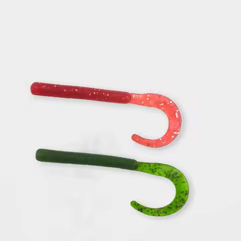 Fishing Lure Sickle Tail Worm 88mm 2.6g Screw Thread Single Tails Soft Bait Simulation Earthworm Art