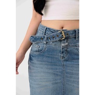 C5X Jeans - Denim Jeans Skirt with assymetric Buckle Waistband Women's Jeans/ stretch and soft Mater