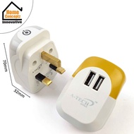 Dual USB Charging Ports Adapter with touch sensor LED Night Light / UK 3 Pin Plug Socket
