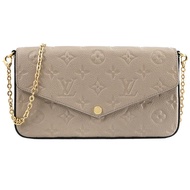 Louis Vuitton LV M82609 Félicie Pochette 壓紋鏈條手拿/斜背包.斑鳩灰