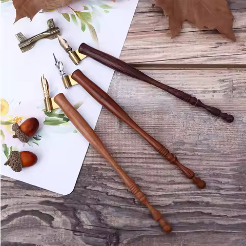 1PC Wooden Pen Holder English Oblique Calligraphy Dip Pen Nib Holder Handmade Fountain Pens Holder (