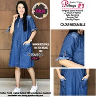 Dress Jeans Wanita Jumbo LD 120 Mini Dress Lepis Baju Denim Polos Pattaya Terbaru