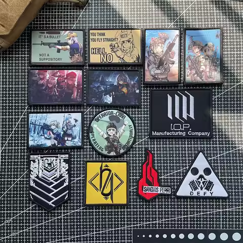 Girls Frontline Patches HK416 404 DEFY Girls Frontline Game Anime Badge Gun Girl Hook Loop Embroider
