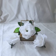 Bunga Mawar Artificial Bunga Plastik Dekorasi Lamaran Hantaran - Putih Gading