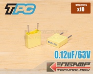 (10ตัว) [F-CAP] 0.12uF/63V 120nK63V THOMSON 3x7.5 H7.8mm P=5mm