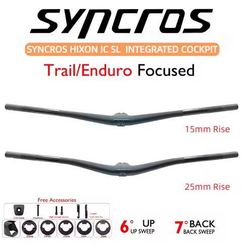 SYNCROS Hixon IC SL Carbon Integrated Cockpit MTB Handlebar 4°/5°,15/25mm Rise for Sparks Frame XC T