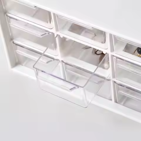 Dustproof Storage Box 9 Grids Desktop Transparent Household Drawer Storage Box Stationery Jewelry Co