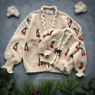 Cherry 成人款針織外套，手工編織刺繡針織外套