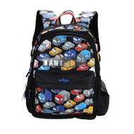 Australia smiggle original children's schoolbag boys black car shoulder backpack Kawaii 3-7 years old modelling bag name card 14 inches