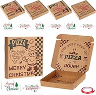 Feifeiya 6 Pcs Christmas Pizza Box Money Box for Cash Gift 10 x 10 Inch Pizza Boxes Money Holder Fun