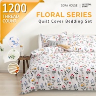 SORA Hotel FLORAL Quilt Cover Bedsheet Set Cadar Fitted Sarung Comforter Selimut Single Queen #BAC