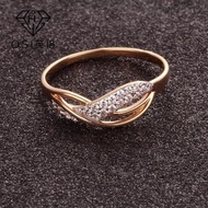 Free Shipping Finger Ring OSI 芙洛珠宝俄罗斯Au585紫金海浪戒指纯14K金女彩金玫瑰金设计感 Cincin