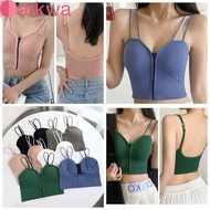 Set of 3 stretchy ribbed bras, deep cut with zipper, 2p rubber push-up padding, super western color 