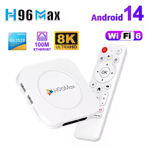 H96MAX M1 Plus Smart TV Box Android 14 Quad Core Rockchip 3528 Support 8K Video Decoding wifi and BT