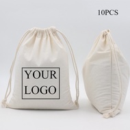 Original 10/20pcs Customized logo Cotton Drawstring Bag Wedding Party Gift Packaging Pouches Persona