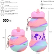 Coya Cozy 550ml/1L Leak-Proof Collapsible Foldable Silicone Water Bottle For Kid [BPA-Free and Food 
