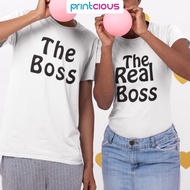 PRINTCIOUS The Boss Couple T-shirt For Men & Women | Graphic Tees/Couple Clothes/Viral Couple Shirt/