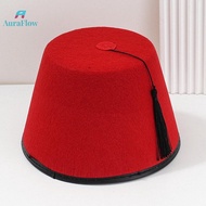 AuraFlow Tarboosh Fez Hat For Men Universal Red Moroccan Hat Ottoman Round Hat Breathable sels Cap R