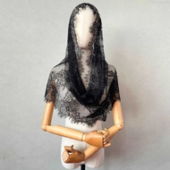 Church White Bridal Lace Shawl Veil Mantil Veil Muslim Latin Veil