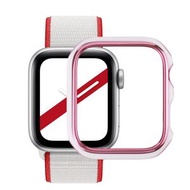 全城熱賣 - 雙色電鍍PC防摔手錶殼 適用於 Apple Watch Series 7 & 6 & SE & 5 & 4 40mm（粉邊+白底）