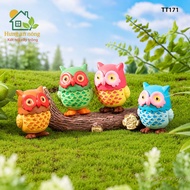 TT171 - Set of 2 colored owls to decorate assorted landscapes, succulents, cacti, bonsai, table plan