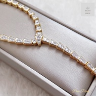 (สร้อยคอเพชรออกงาน) สร้อยคอเพชรประดับเพชรล้วนทั้งเส้นN2421ปรับสั้นยาวได้ 17-19นิ้ว สวยหรูดูแพงสวยสง่
