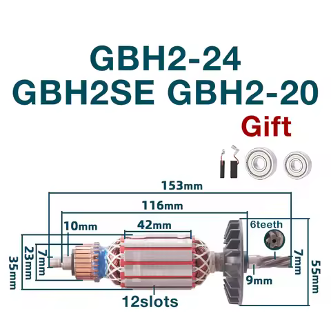 AC220-240V Rotor for Bosch GBH2-24 DRE GBH2-20 6Tteeth Hammer Power Tools Armature Anchor Rotor Stat